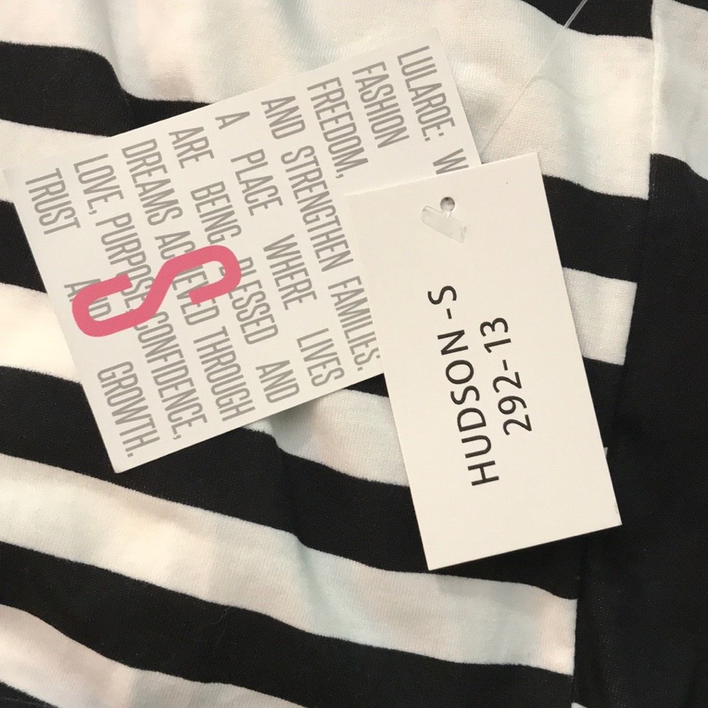 Black & White Striped Short-sleeved unisex tee | LuLaRoe Hudson - Picture 8 of 9
